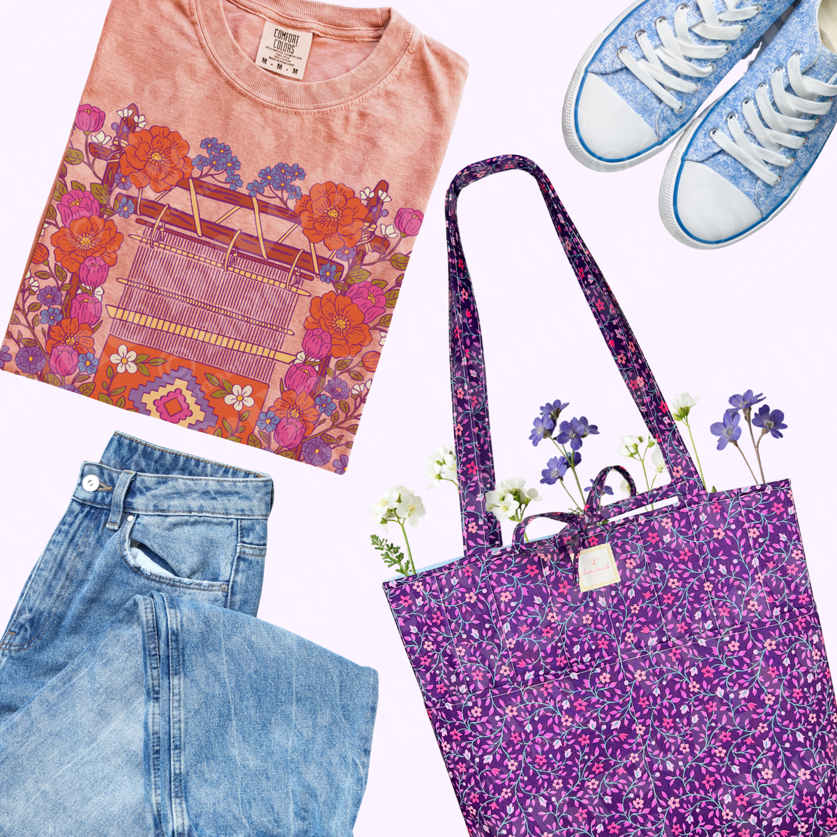 Violet Bloom Quilted Tote
