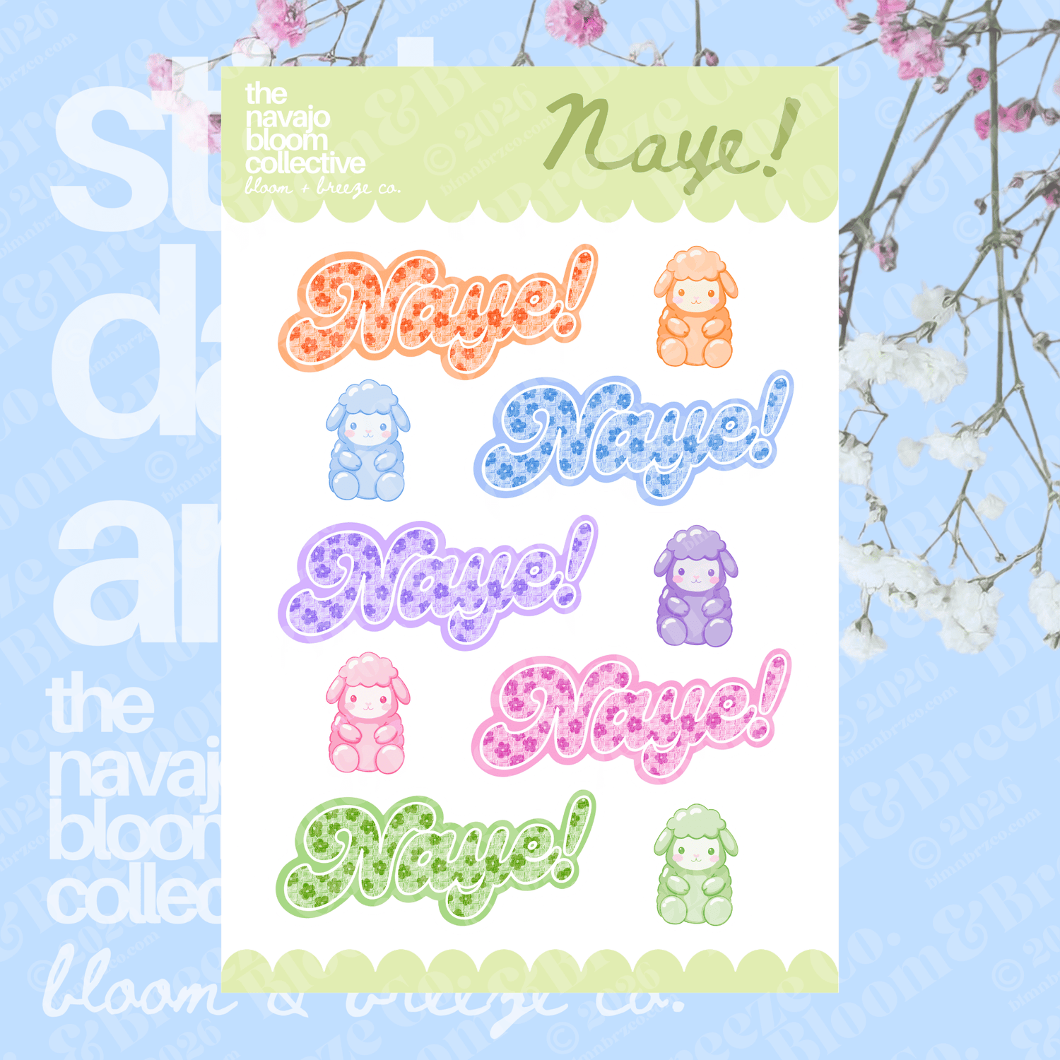 Mock of the Naye! Sticker sheet with chubby sheep gummies art