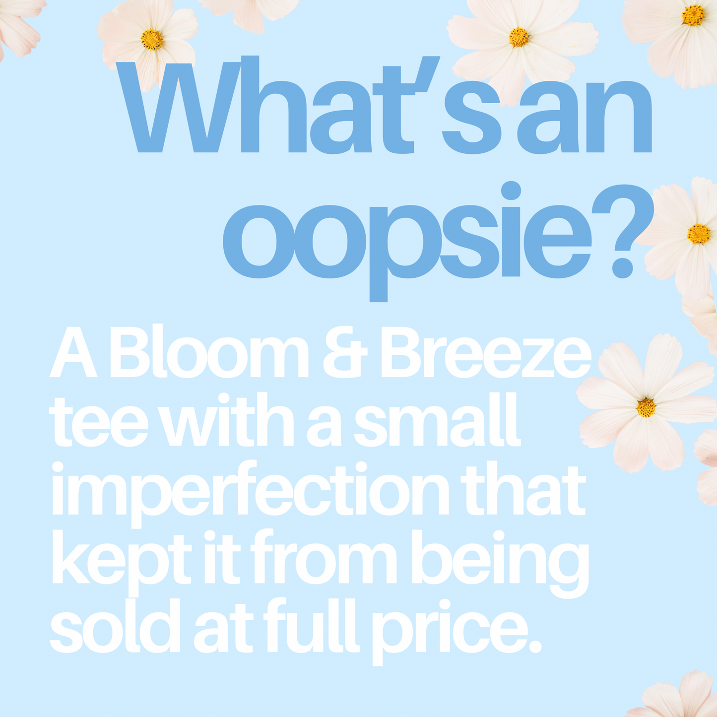 Text on a light blue background with floral elements, asking 'What's an oopsie?'