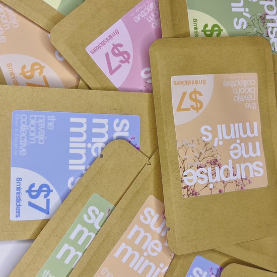 Video showing labeling of surprise me mini sticker packs